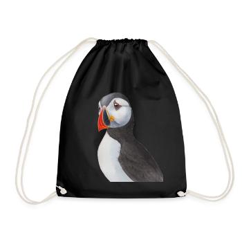 Puffin the Puffin-species garden - Drawstring Bag - black - Front
