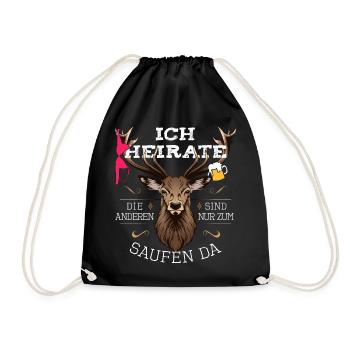 Bräutigam JGA Junggesellenabschied Männer Hirsch - Turnbeutel - Schwarz - Vorne