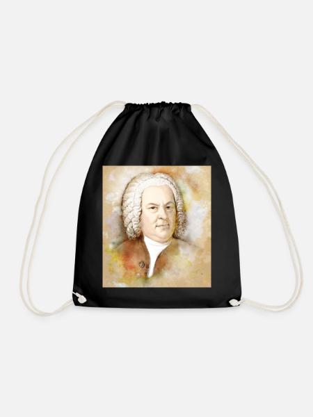 Johann Sebastian Bach in watercolor style - Drawstring Bag - black