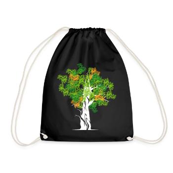 tree tree trees nature symbol colors colors - Drawstring Bag - black - Front