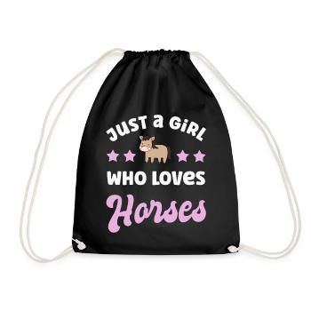 Horse Horses - Drawstring Bag - black - Front
