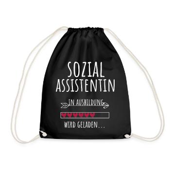 Sozialassistentin in Ausbildung Geschenk - Turnbeutel - Schwarz - Vorne