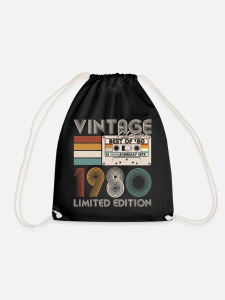 Vintage 1980 Jahrgang geboren Geburtstag Retro - Turnbeutel - Schwarz