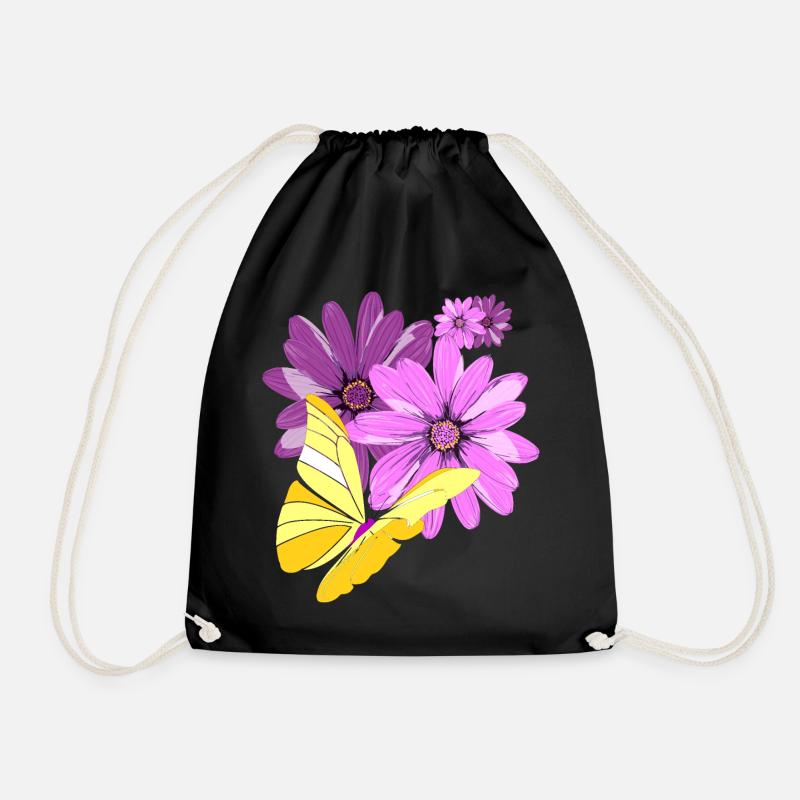 Papillon sur les fleurs - Sac de sport léger - noir