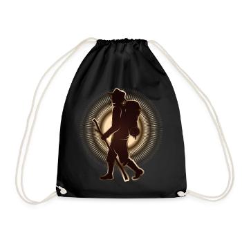 Pèlerin ou randonneur avec bâton de marche et sac à dos - Sac de sport léger - noir - Devant