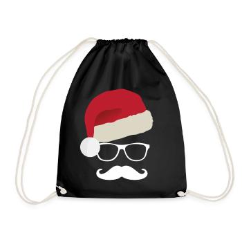 Santa Claus, sunglasses, mustache | Christmas - Drawstring Bag - black - Front