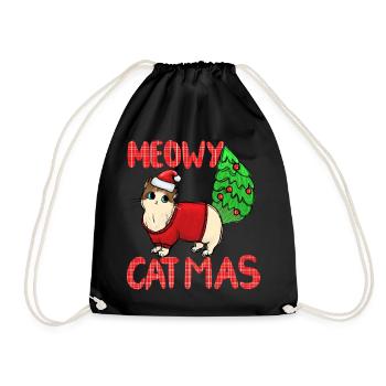 Meowy Catmas Katze Weihnachtssweater - Turnbeutel - Schwarz - Vorne