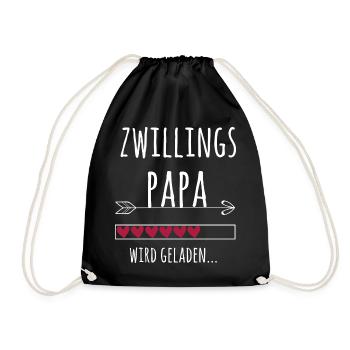 werdender Papa Zwillinge Schwangerschaft Geschenk - Turnbeutel - Schwarz - Vorne