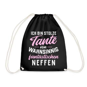 Stolze Tante von wahnsinnig fantastischen Neffen - Turnbeutel - Schwarz - Vorne