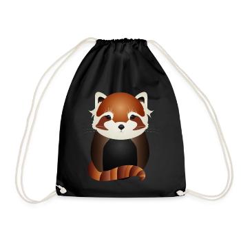 exotic magical little red panda bear - Drawstring Bag - black - Front