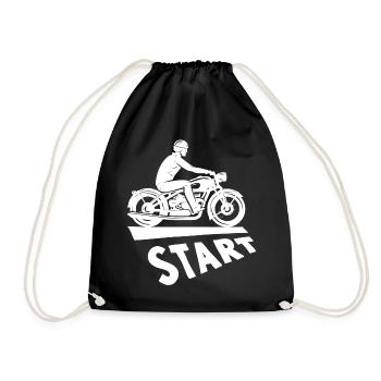 motorcycle, motorcycle fan, I am a biker - Drawstring Bag - black - Front
