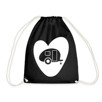 Camping Herz Caravan Vektor Camper Van Life Love - Turnbeutel - Schwarz - Vorne