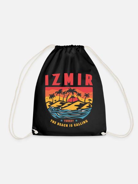 Izmir Türkei Palmen Design - Turnbeutel - Schwarz