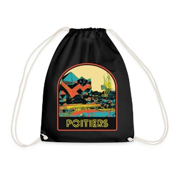 Futuroscope illustration escutcheon, Poitiers France - Drawstring Bag - black - Front