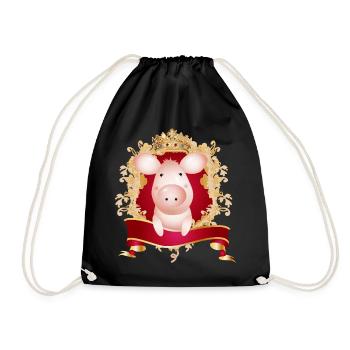 Pig with magnificent coats of arms and banners - Drawstring Bag - black - Front