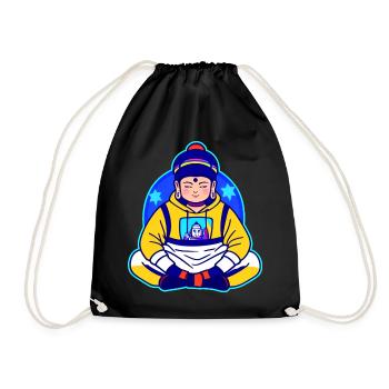Bouddha mignon en position de yoga avec sweat à capuche - Sac de sport léger - noir - Devant