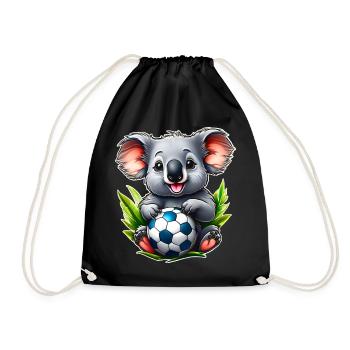 Mignon koala australien avec ballon de football - Sac de sport léger - noir - Devant