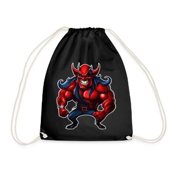 Evil grinning horror devil with muscles - Drawstring Bag - black - Front