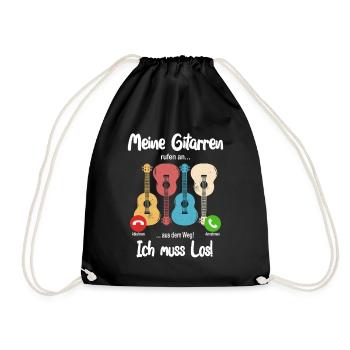 Meine Gitarren rufen an. aus dem Weg, ich muss los - Turnbeutel - Schwarz - Vorne