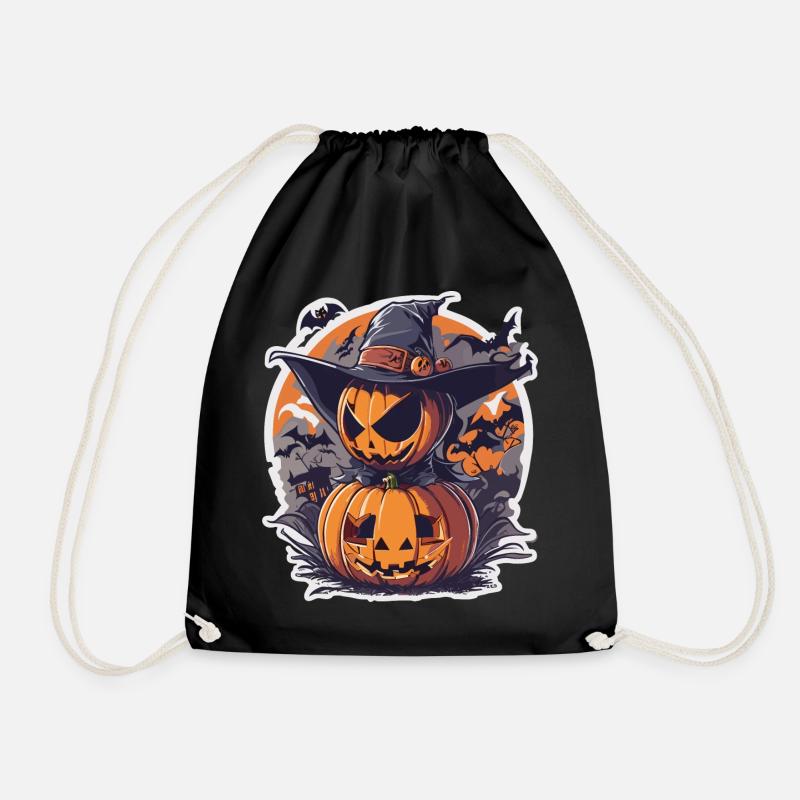 Halloween Pumpkin - Drawstring Bag - black