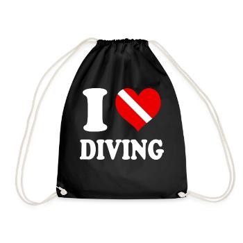 J’aime plonger coeur drôle spirituel - Sac de sport léger - noir - Devant