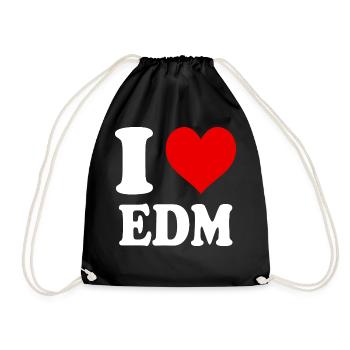 I Love EDM Heart Funny Witty - Drawstring Bag - black - Front