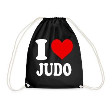 I Love Judo Heart Funny Witty - Drawstring Bag - black - Front