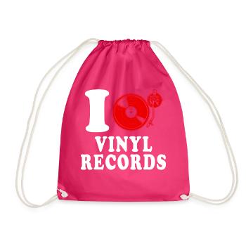 J’aime les disques vinyles coeur drôle spirituel - Sac de sport léger - fuchsia - Devant