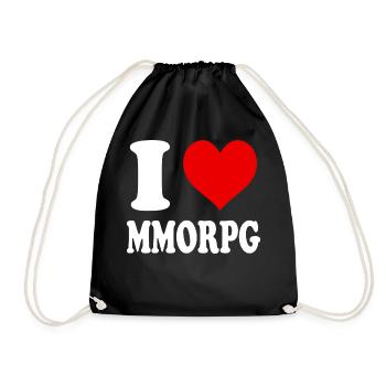Ich liebe MMORPG Herz Lustig Witzig - Turnbeutel - Schwarz - Vorne
