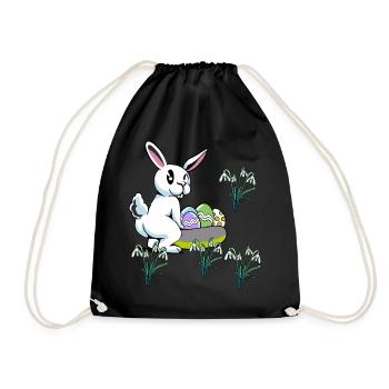 Kind Kinder Kleinkind Baby Ostern Eier Hase Blumen - Turnbeutel - Schwarz - Vorne