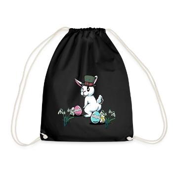 Easter Bunny Easter Easter Festival Easter Eggs Nest Child - Drawstring Bag - black - Front