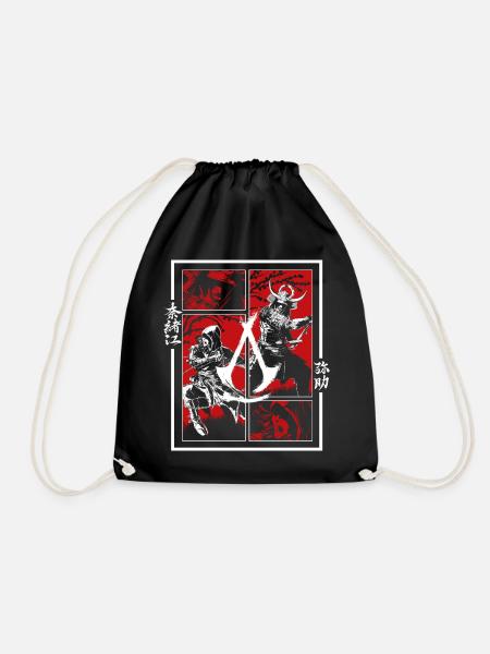 Assassin's Creed Shadows Logo Mit Naoe Und Yasuke - Turnbeutel - Schwarz