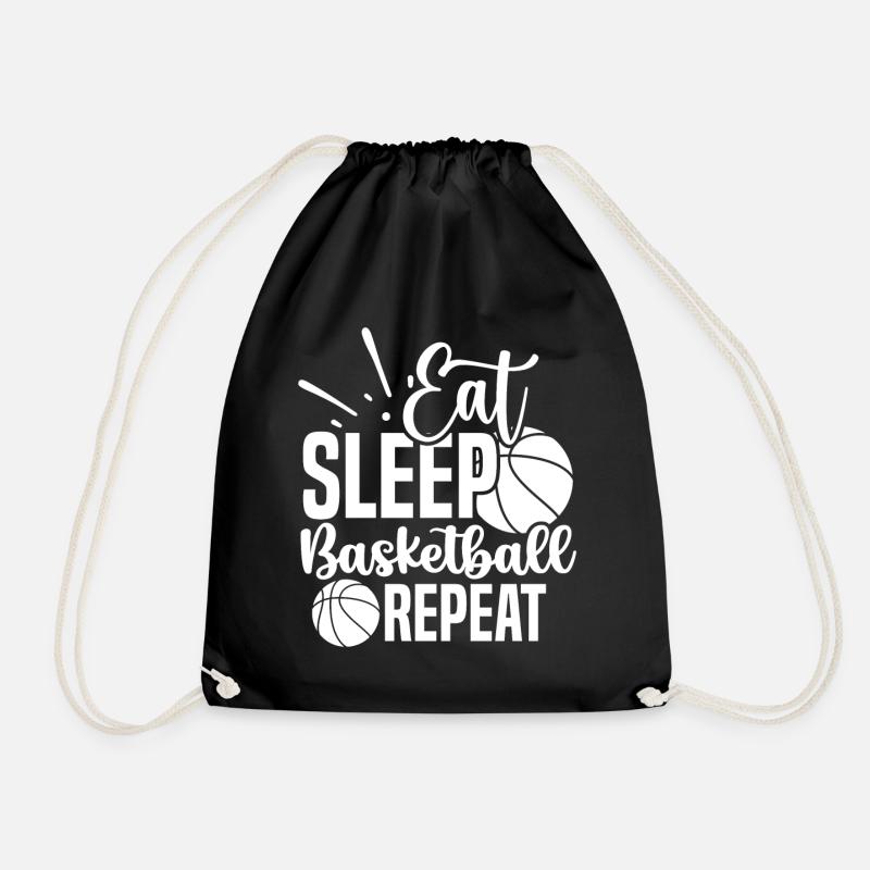 Eat sleep basketball repeat weiss - Turnbeutel - Schwarz