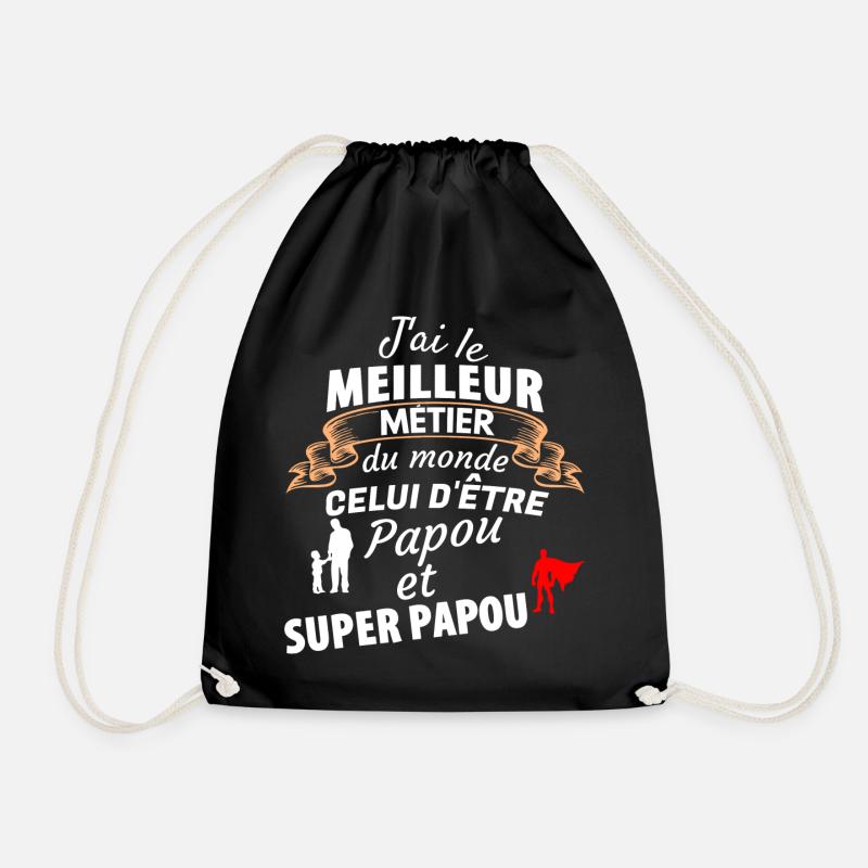 Humor and Pride Grandpa Super Dad - Drawstring Bag - black