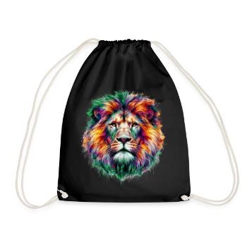 Lion - Drawstring Bag - black - Front