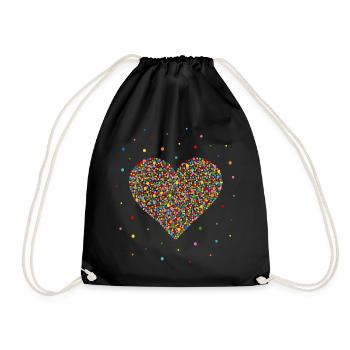 Confetti Heart - Drawstring Bag - black - Front