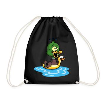 Die Ente, die schwimmen lernt - Turnbeutel - Schwarz - Vorne