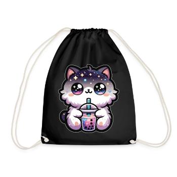 Chats buvant Bubble Tea Galaxy Boba Cat - Sac de sport léger - noir - Devant