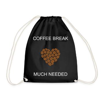 Coffee Break Much Needed Daily Essential Pause	 - Drawstring Bag - black - Front
