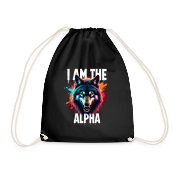 I am the Alpha Wolf - Drawstring Bag - black - Front