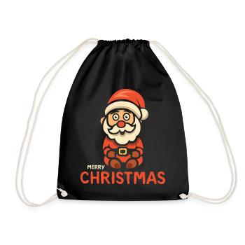 Weihnachtsmann Merry Christmas - Turnbeutel - Schwarz - Vorne