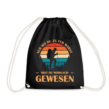 Wandern Sprüche Wanderer Wanderoutfits - Turnbeutel - Schwarz - Vorne