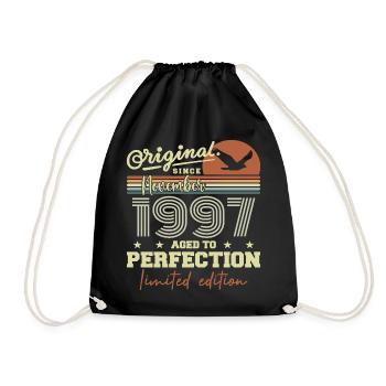 November 1997 Anniversary 1997 November 1997 - Drawstring Bag - black - Front