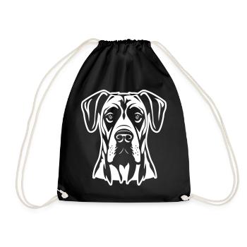 Great Dane Dog - Drawstring Bag - black - Front