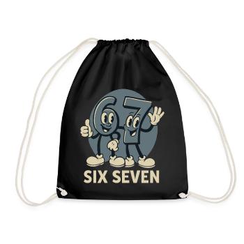 67 Six Seven 6-7 Funny Gift Cute - Drawstring Bag - black - Front