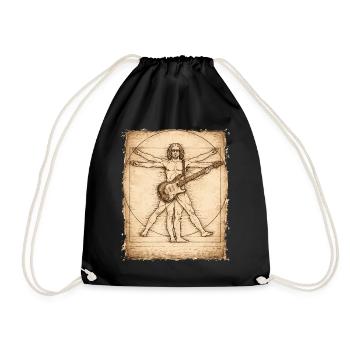 Vitruvian Rocker Guitarist Design - Drawstring Bag - black - Front