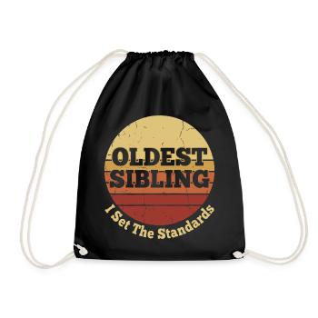  Oldest Sibling I Set The Standards Retro Vintage - Turnbeutel - Schwarz - Vorne