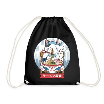 Neko Ramen Feast - Drawstring Bag - black - Front