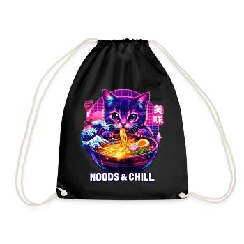 Ramen Nouilles, Amoureux des Chats, Kats Kawaii Rétro - Sac de sport léger - noir - Devant