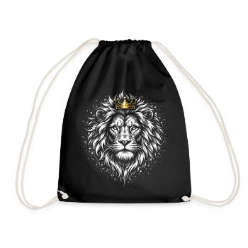 Löwe Löwenkopf König der Tiere Geschenk - Turnbeutel - Schwarz - Vorne